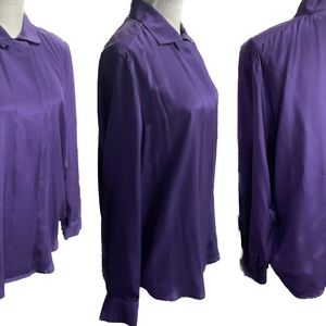 MARK SHALE | 12 / L | Silk Vintage Covered Placket Women’s Button Down Blouse
